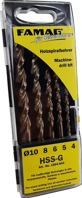 Produktbild von Famag Holzspiralbohrer Set 5-teilig Größe 4-10, HSS-G Bohrer