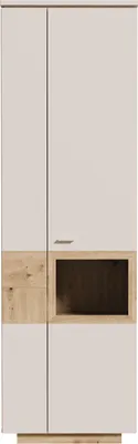 Produktbild von Vitrine LOUOTO, Holznachbildung & Glas, Sand/Artisan Eiche, 2 Türen, davon 1 Glastür