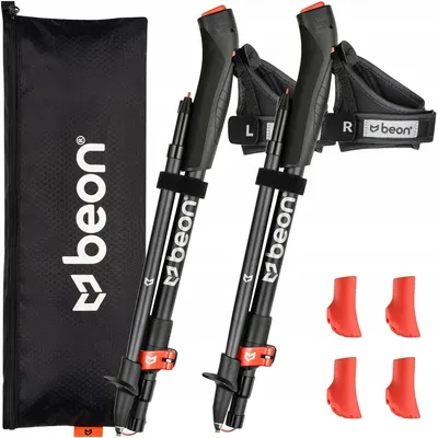 Zdjęcie produktu dla Składane kije do Nordic Walking Beon Fx2, czarne, regulowane, 110-130 cm, premium