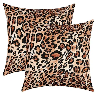 Zdjęcie produktu dla Zestaw 2 poszewek na poduszki, wzór leopard, 40x40 cm, poliester, wielokolorowe