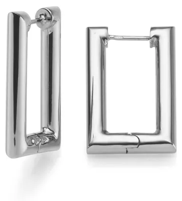 Produktbild von Paar rechteckige Creolen 17x27,5mm Ohrringe Ohrschmuck aus 585 Gold Weißgold