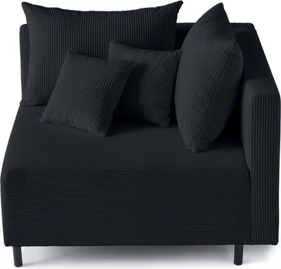Image de Lisa Design Edinburg - module d'assise d'angle droit - en velours côtelé , Noir