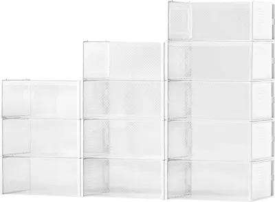 Produktbild von SucceBuy 12 x Schuhaufbewahrungsboxen für US-Größe 11, modular und stapelbar