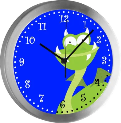 Produktbild von Funkuhr, Kinder Wanduhr, Kinderuhr, Kinderzimmer  Drache grün
