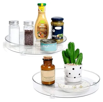 Produktbild von 2 Stück Drehteller Organizer, Küchen Kühlschrank Organizer, 360° Drehplatte Gewürzhalter, Drehbarer Organizer für Küche, Speisekammer, Schrank