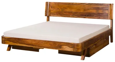 Produktbild von MASSIVMOEBEL24 Bett mit Schublade Sheesham 180x200x98 hellbraun lackiert MAILAND #145