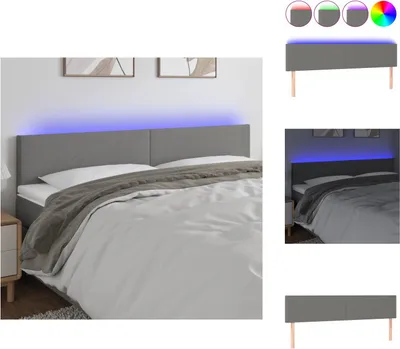 Image de vidaXL LED Tête de lit gris foncé 160x5x78/88 cm Tissu - Tête & Pieds de lit