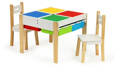Obrázok produktu pre Drevený detský nábytok – sada stôl + 2 stoličky ECOTOYS