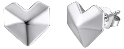Produktbild von GeoHeart – Herz Ohrstecker aus 925 Silber, modern & glänzend – Silber
