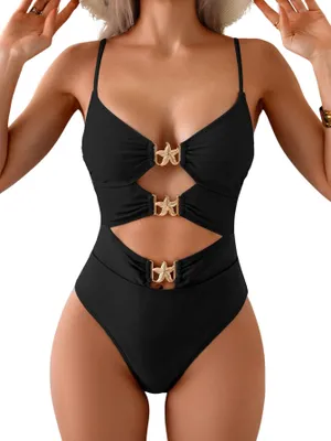 Productafbeelding van Eomenie: Één-delig badpak voor dames, monokini, y badpak, badpak met metalen details