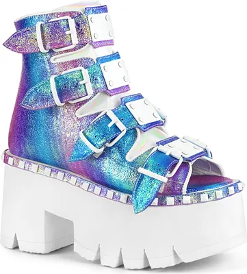 Produktbild von ASHES-70 Damen Booties von DemoniaCult, Lila Mehrfarbig , EU 37, US 7