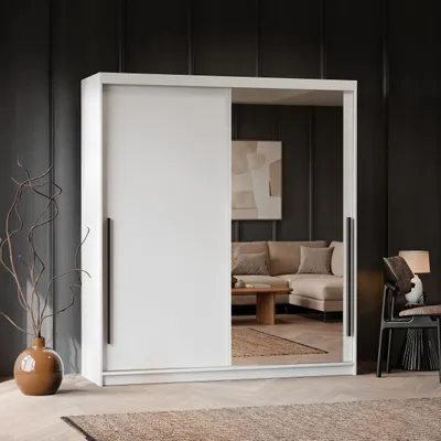 Produktbild von Schwebetürenschrank SILENTE 180 cm mit Spiegel Weiß