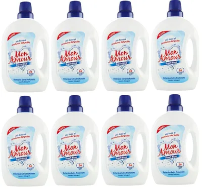 Produktbild von Felce Azzurra 8er-Pack FELCE AZZURRA Mon Amour Fresh Blue Detersivo, Flüssigwaschmittel 26 Wäschen 1,560L