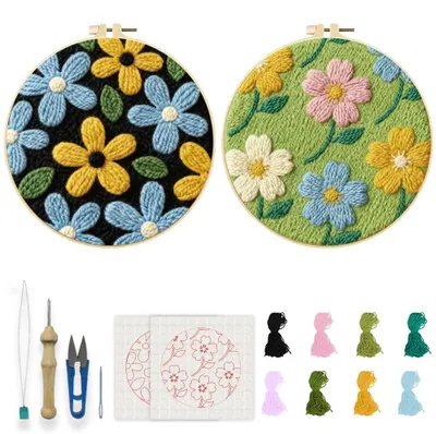 Immagine prodotto di Omgoods - 2 set di kit per ricamo fai-da-te con ago e fiori