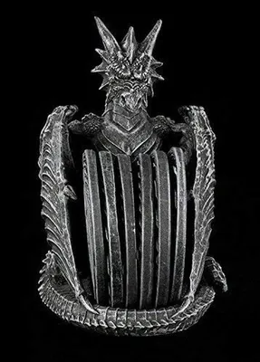 Image de Sous-verres en verre - Sous-verres « Dragon » - Décoration de table - Motif peint à la main - Hauteur : 16 cm - Noir