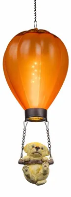 Produktbild von 2er Set LED Solar Heißluftballon Hund Katze Gartenstecker warmweiß
