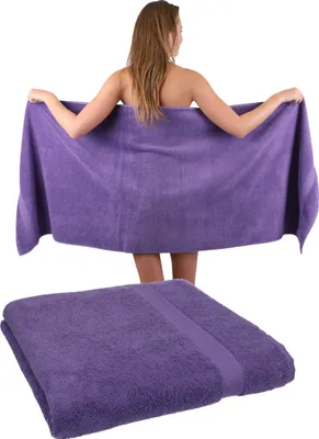 Produktbild von Betz 2 Stück Saunatücher 70 x 200 cm PREMIUM 100% Baumwolle Badetuch Liegetuch Strandtuch Farbe: lila