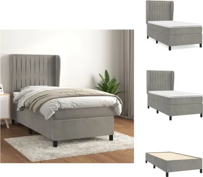 Produktbild von vidaXL Boxspringbett mit Matratze Hellgrau 90x200 cm Samt -  Betten & Bettgestelle