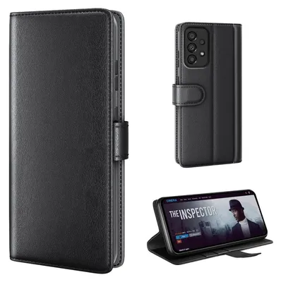 Produktbild von Echtleder Handyhülle für Samsung Galaxy A35 5G Lederhülle Cover Case Tasche Klapphülle Fliphülle Leder Hülle Farbe: Schwarz