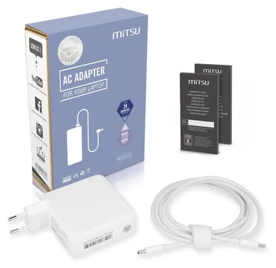 Imagen del producto de Fuente de alimentación de red Mitsu de 100W con puerto USB-C, compatible con USB-C, 5-20V, 3-5A (blanca), para portátiles