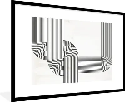 Produktbild von MuchoWow® Gerahmtes Poster Schwarz - Weiß - Linie 90x60 cm - Poster mit Schwarzem Bilderrahmen Wandposter Rahmen Foto Bilder - Wanddekoration - Fotos