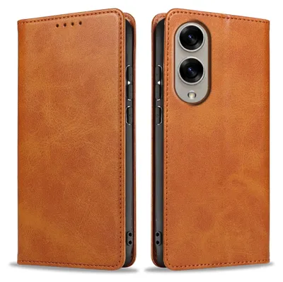 Produktbild von Handyhülle für Samsung Galaxy S25 Edge Kunstleder Flip Cover Hülle Klapphülle Case Kartenfach Farbe: Hellbraun