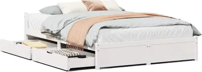 Image de vidaXL Lit en pin massif sans matelas blanc 150x200 cm
