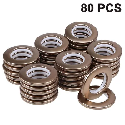 Produktbild von 80 Stück Vorhangringe Stoffösen, Durchmesser 46mm Gardinenstangen Zubehör Duschringe Duschvorhangringe Aufhängeringe Vorhang mit Ösen Ringen Rund Kunststoff Ringe