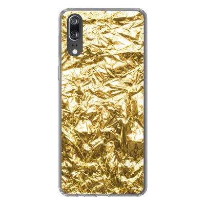 Produktbild von MuchoWow® Handyhülle Schutzhülle Hülle für Huawei P20 Goldfolie mit faltiger Textur Silikon Softcase Handy Hülle - Hardcover