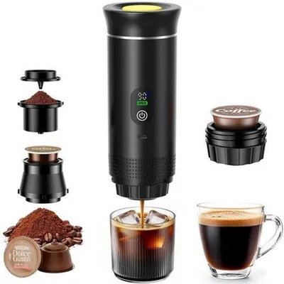 Obrázek produktu pro Mini kávovar 3 v 1, přenosný, černý