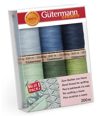 Quiltgarn-Set, 6 Spulen à 200 m, 100% Baumwolle, mehrfarbig