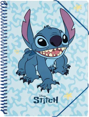 Produktbild von Disney, Stitch A4 Spiralordner mit 30 Hüllen und Gummiband, Blau