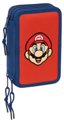 Produktbild von SUPER MARIO MAMMA MIA Schulmäppchen mit 37 nützlichen Utensilien, Federmäppchen für Kinder, ideal für Kinder von 5 bis 14 Jahren, 12,5 x 5,5 x