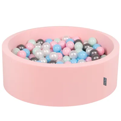 Obrázek produktu pro KiddyMoon 90x30cm/200 míčků ∅ 7cm Kulatý Suchý Bazén s míčky Certifikováno vyrobeno v EU, Světle Růžová: Perleťová/Růžová/Baby Modrá/Mátová/Stříbrná