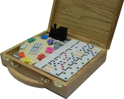 Obrázok produktu pre Hot Games Domino Mexican-Train Doppel 12 Kof. Holz