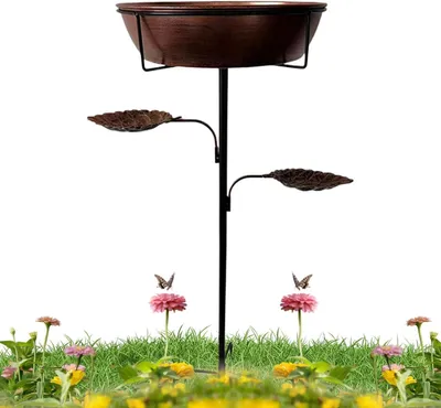 Produktbild von Vogelbad für den Außenbereich aus rostbeständigem Metall für Terrasse, Garten, Balkon, Rasen und Holzdeck – Gartendekoration, Wasserstelle für Kolibris und Teich