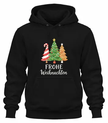 Produktbild von Frohe Weihnachten Weihnachtsbaum Zuckerstange Tannenbaum Hoodie Kapuzenpullover, Schwarz, XXL