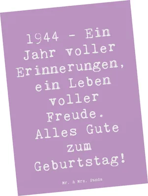 Produktbild von Mr. & Mrs. Panda Postkarte Spruch 1944 Geburtstag - Lavendeltraum - Geschenk, Grußkarte, Jahrgang, Happy Birthday, Postkarten, historische Geburtstagswünsche, Fotokarte