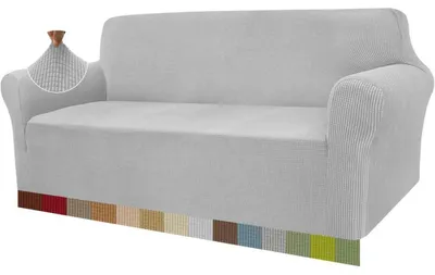 Immagine prodotto di Copertura elastica in tessuto jacquard per divano a 3 posti, color argento-grigio
