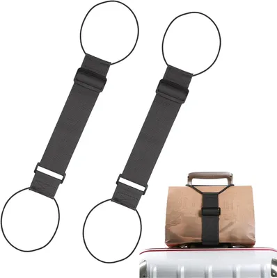 Image de Sangles de fixation élastiques pour bagages, lot de 2, réglables, pour valises
