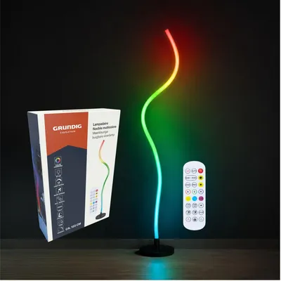 Obrázok produktu pre Grundig, ohybná stolná lampa RGB – stolná lampa do obývačky s 87 LED diódami a 17 režimami osvetlenia – ohybná lampa s hudobným senzorom a diaľkovým ovládaním – nepriame osvetlenie do obývačky – 122 cm