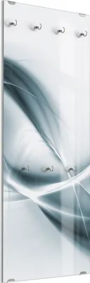 Produktbild von DEQORI Kleiderhaken aus Glas 50x125 cm 'Chrom Schwingungen' Wand Garderobe Paneel Haken