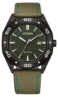 Zdjęcie produktu dla Męski zegarek Citizen model: BM7635-01X z zieloną tarczą i tekstylnym paskiem