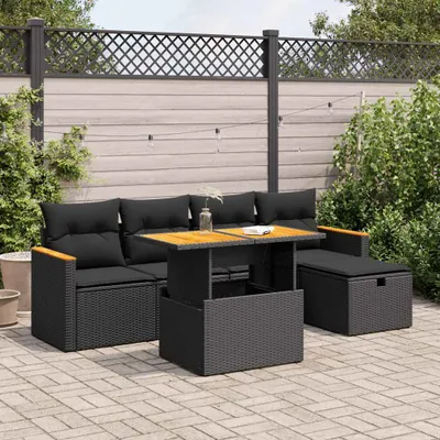 Produktbild von CLORIS 6-tlg. Garten-Sofagarnitur mit Kissen Schwarz Poly Rattan 3328105