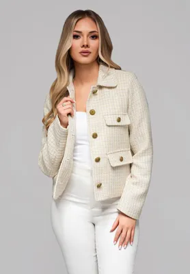 Produktbild von Damen-Jacke mit gefüttertem Kragen - gebrochenes Weiß
