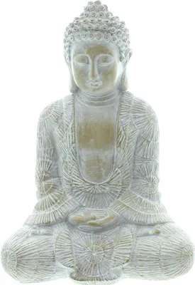 Produktbild von Dekofigur Buddha Ruhe Polyresin weiß gekalkt – meditierend