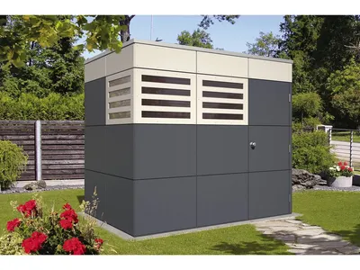 Produktbild von Gartenhaus SKAN HOLZ CrossCube Haus Perth 2 253 x 169 cm schiefergrau