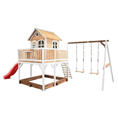 Produktbild von Axi Playhouse Liam 277 x 613 x 291 cm Holz Natur Rot Weiß