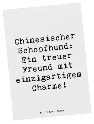 Produktbild von Mr. & Mrs. Panda Postkarte Spruch Chinesischer Schopfhund Charme - Weiß - Geschenk, Ansichtskarte, bildkarte, Freude, haarlose Hunde, sanftes Wesen, sozialeizierung