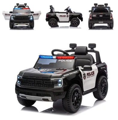 Produktbild von Chipolino Kinder Elektroauto Ford Police Bluetooth, Fernbedienung, Gurt, MP3 sschwarz